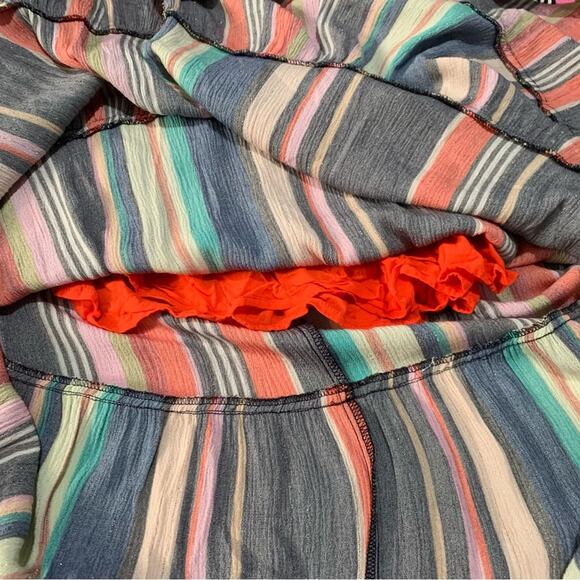 Farm Rio size XS rainbow shimmer maxi dress Anthropologie colorful strap - Picture 6 of 11